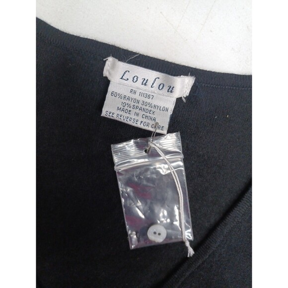 Loulou Cardigan Sweater Sz L Black Beaded Embellished - Picture 8 of 9